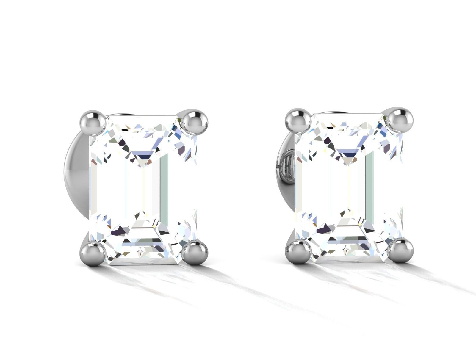 Diamond Stud Princess Stone Earrings 3dmodel 3D print model_31