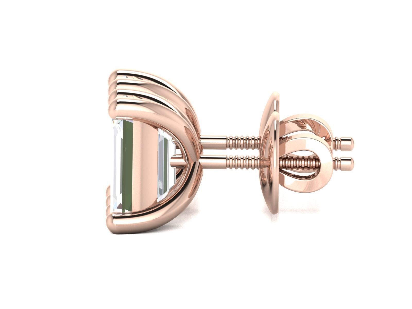 Diamond Stud Princess Stone Earrings 3dmodel 3D print model_21
