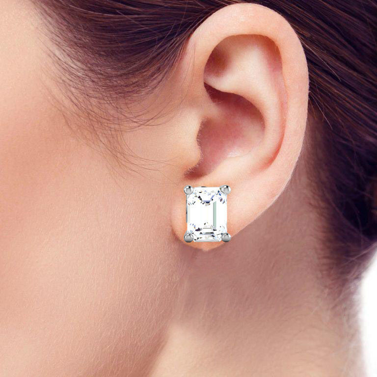 Diamond Stud Princess Stone Earrings 3dmodel 3D print model_10