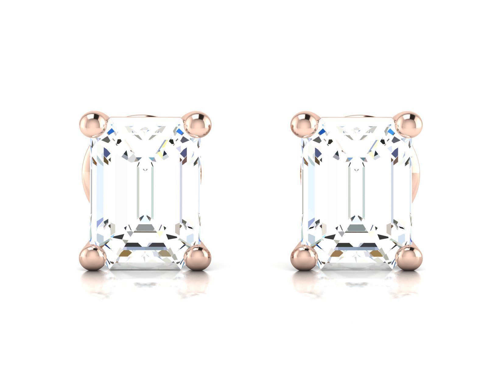 Diamond Stud Princess Stone Earrings 3dmodel 3D print model_18