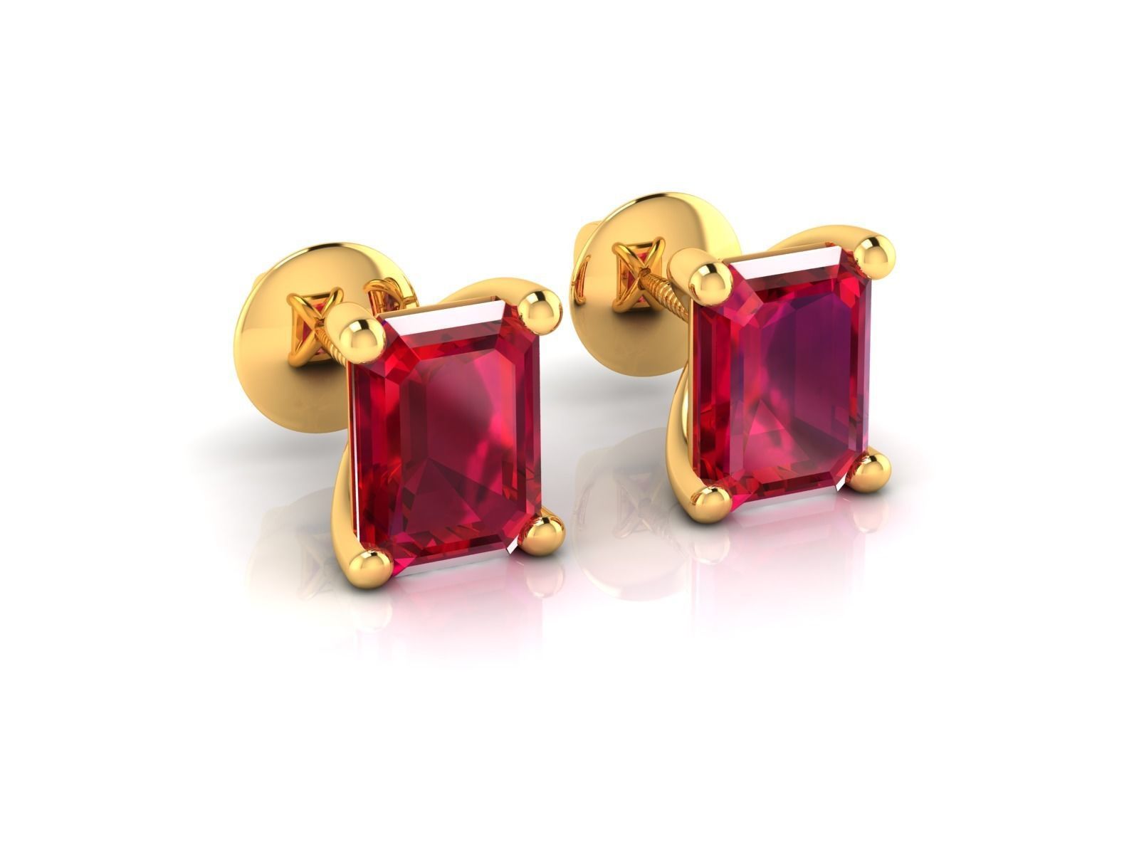 Diamond Stud Princess Stone Earrings 3dmodel 3D print model_9