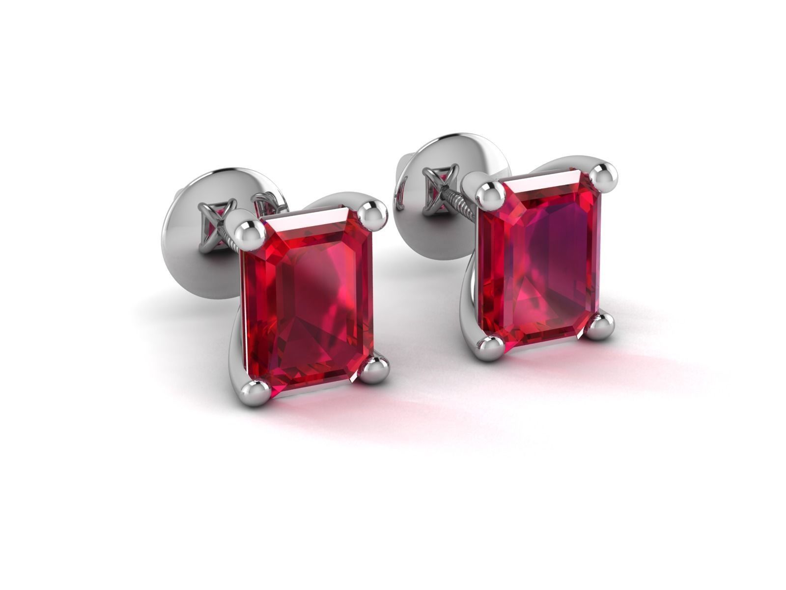 Diamond Stud Princess Stone Earrings 3dmodel 3D print model_7
