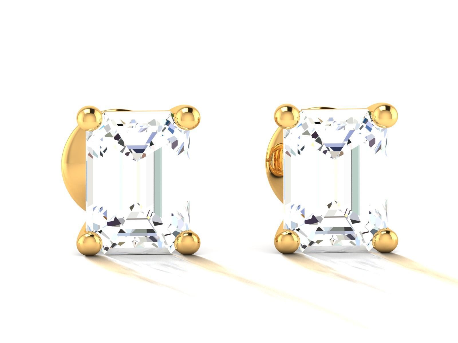 Diamond Stud Princess Stone Earrings 3dmodel 3D print model_36