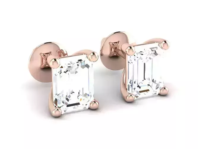 Diamond Stud Princess Stone Earrings 3dmodel 3D print model