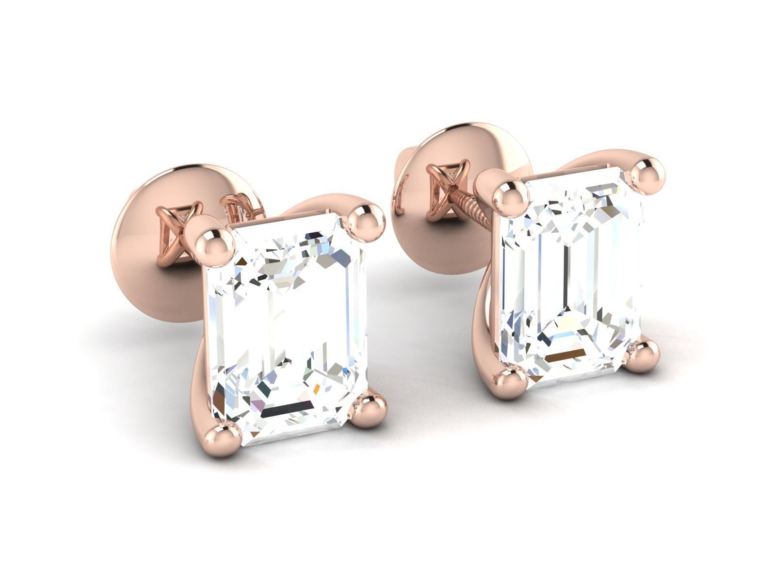 Diamond Stud Princess Stone Earrings 3dmodel 3D print model_17