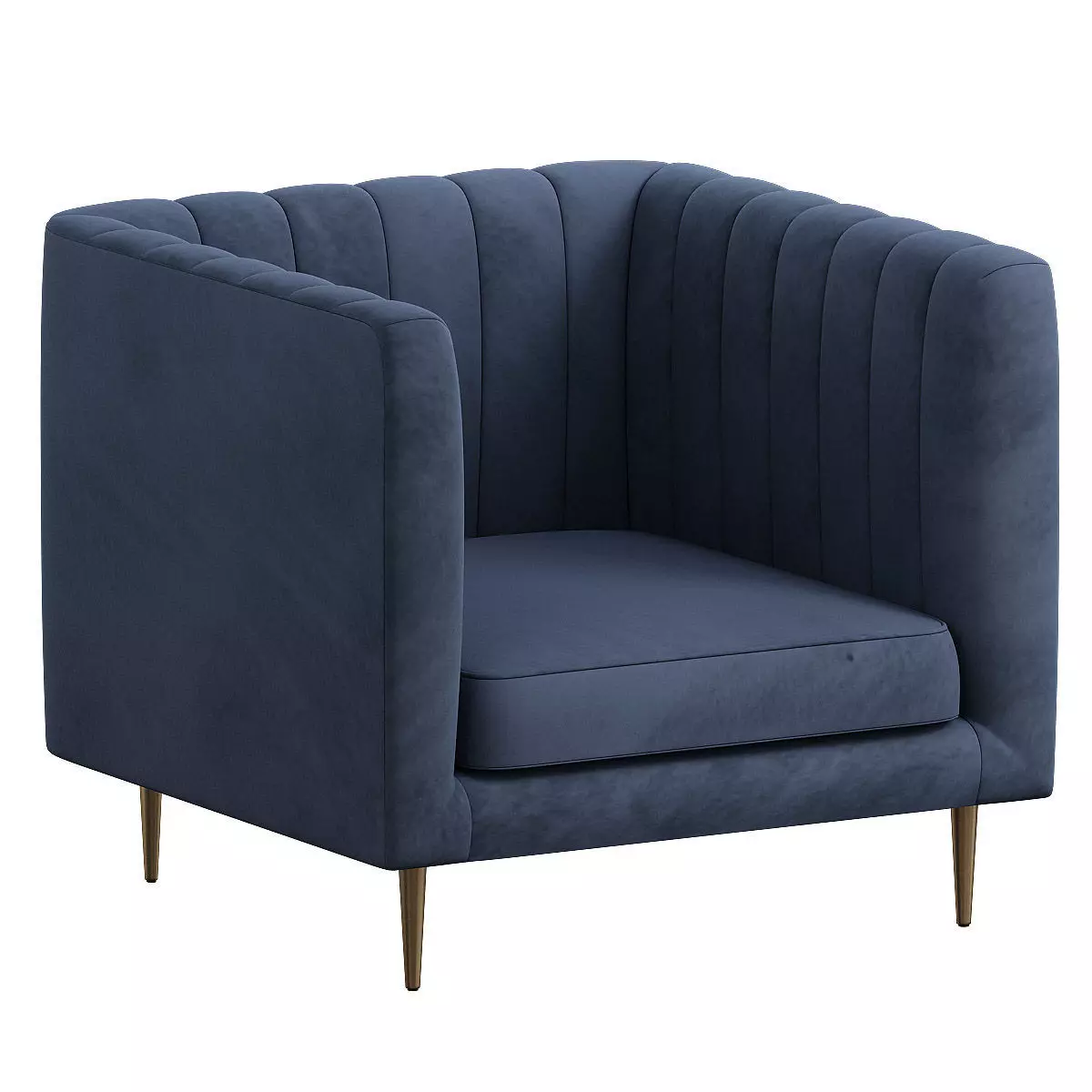 Amicie velvet chair with wooden legs 3D model