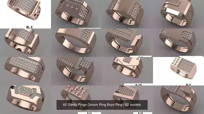 62 Gents Rings Groom Ring Boys Ring 3D Model Collection