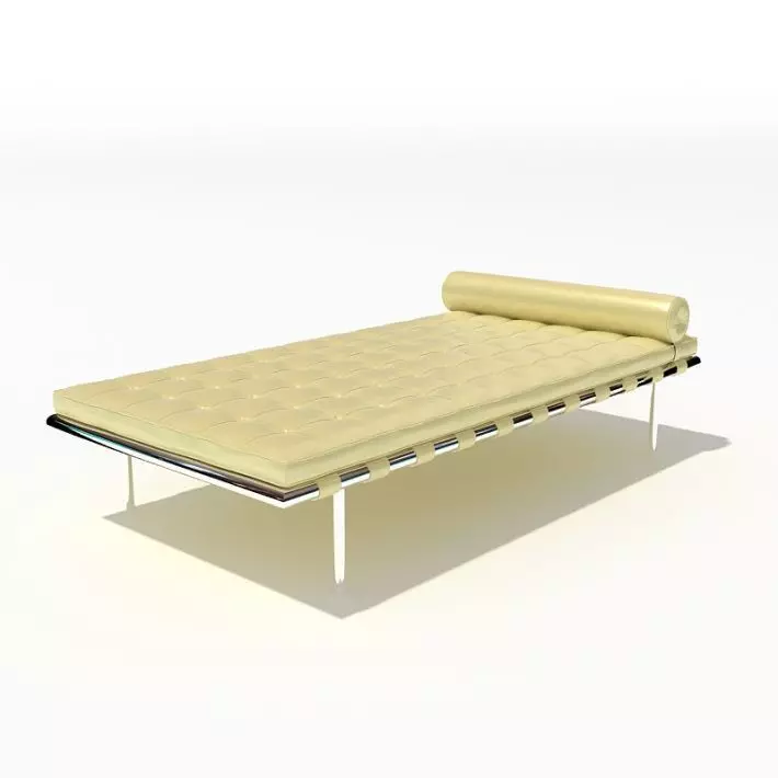 Simple Yellow Bed With Pillow 3D model_0