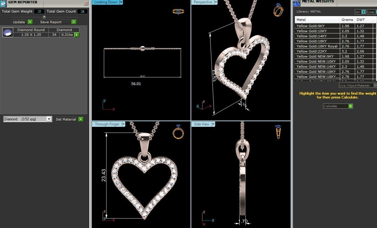 Women heart pendant 3dm render detail  3D print model_2