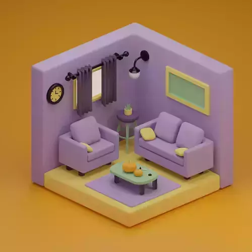 LOWPOLY Living room  Halloween colours