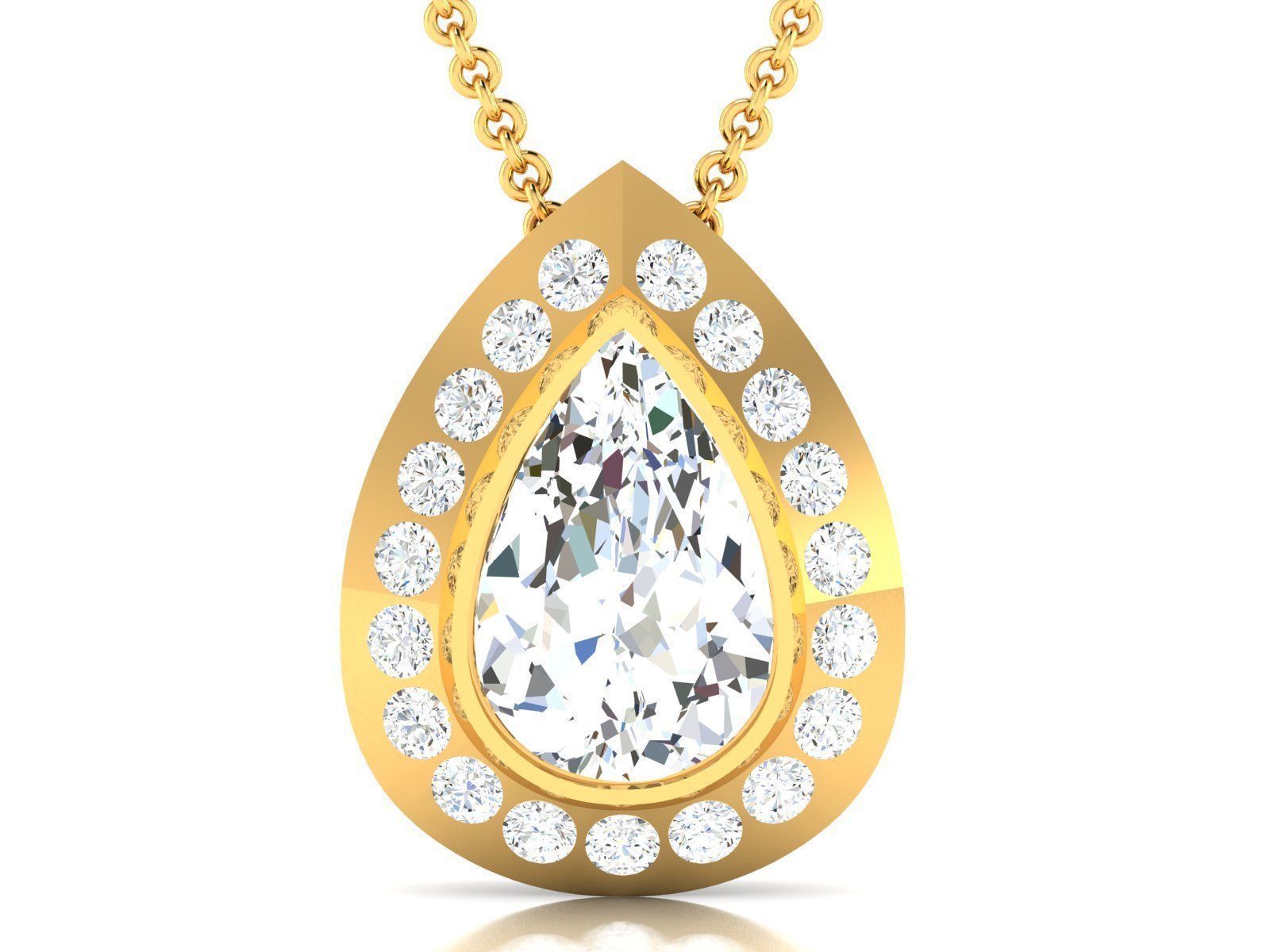 Women Pear Stone necklace 3dm stl render detail  3D print model_1