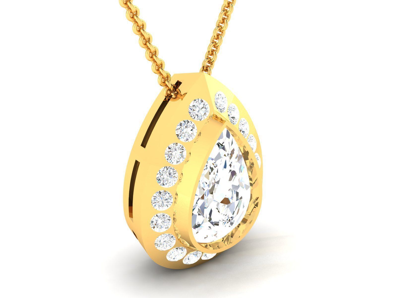 Women Pear Stone necklace 3dm stl render detail  3D print model_7