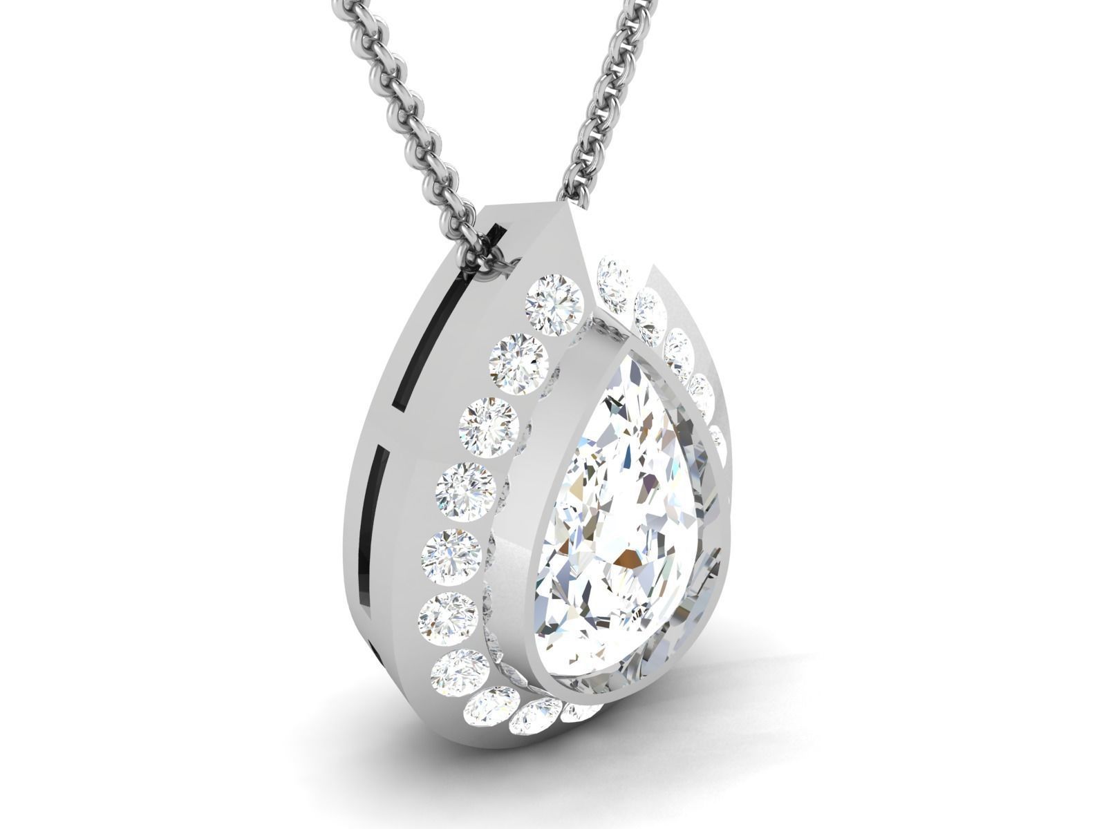 Women Pear Stone necklace 3dm stl render detail  3D print model_6