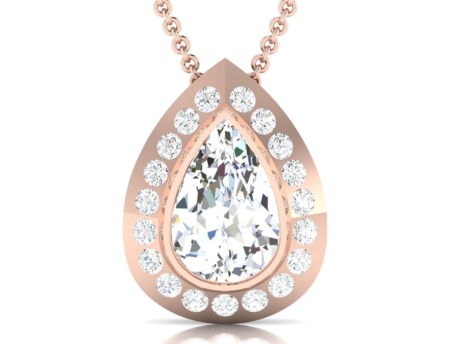 Women Pear Stone necklace 3dm stl render detail  3D print model_10