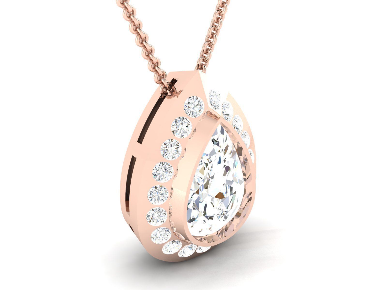 Women Pear Stone necklace 3dm stl render detail  3D print model_3