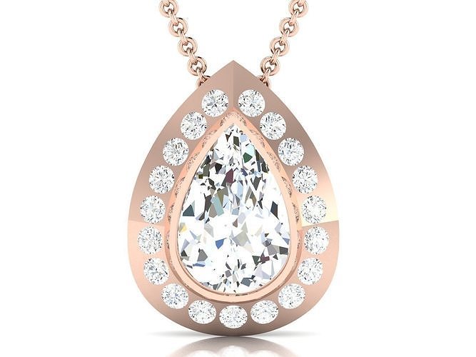 Women Pear Stone necklace 3dm stl render detail  3D print model