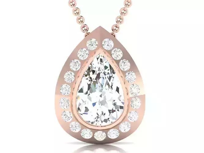 Women Pear Stone necklace 3dm stl render detail  3D print model