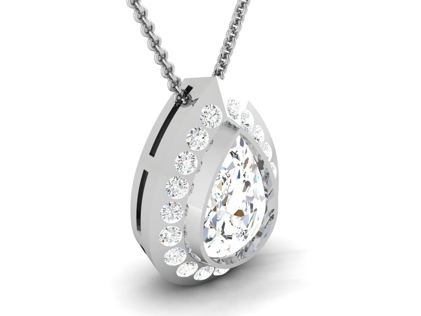 Women Pear Stone necklace 3dm stl render detail  3D print model_5