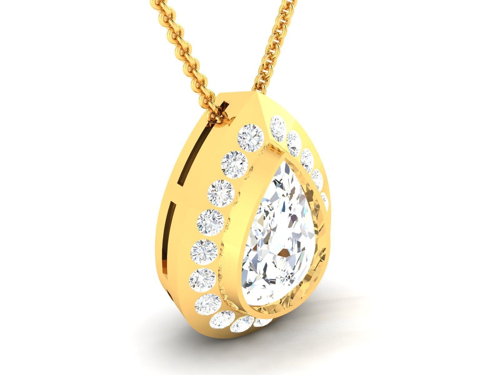 Women Pear Stone necklace 3dm stl render detail  3D print model_8