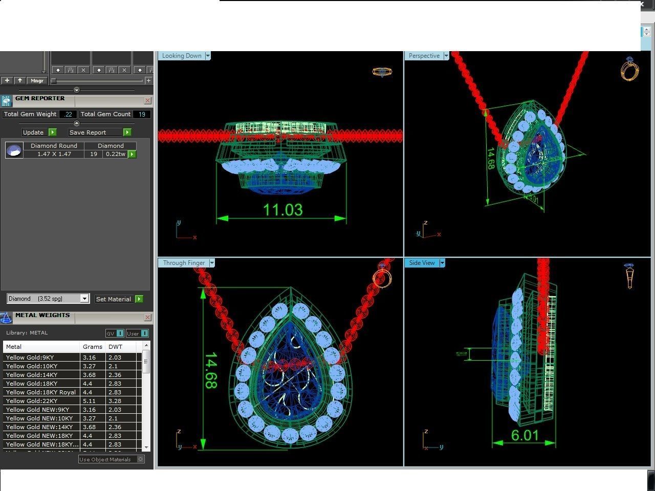 Women Pear Stone necklace 3dm stl render detail  3D print model_2