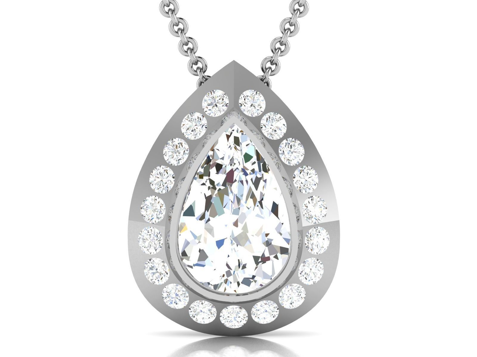 Women Pear Stone necklace 3dm stl render detail  3D print model_12