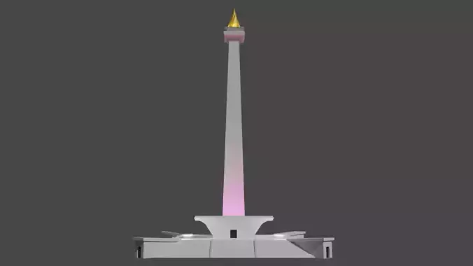 Monas indonesian monument with light on top Low-poly 3D model