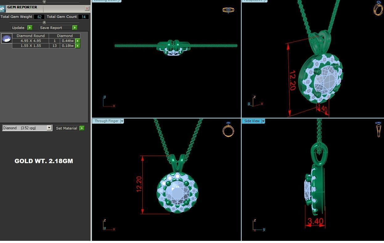 diamond pendant for women 3D print model_30