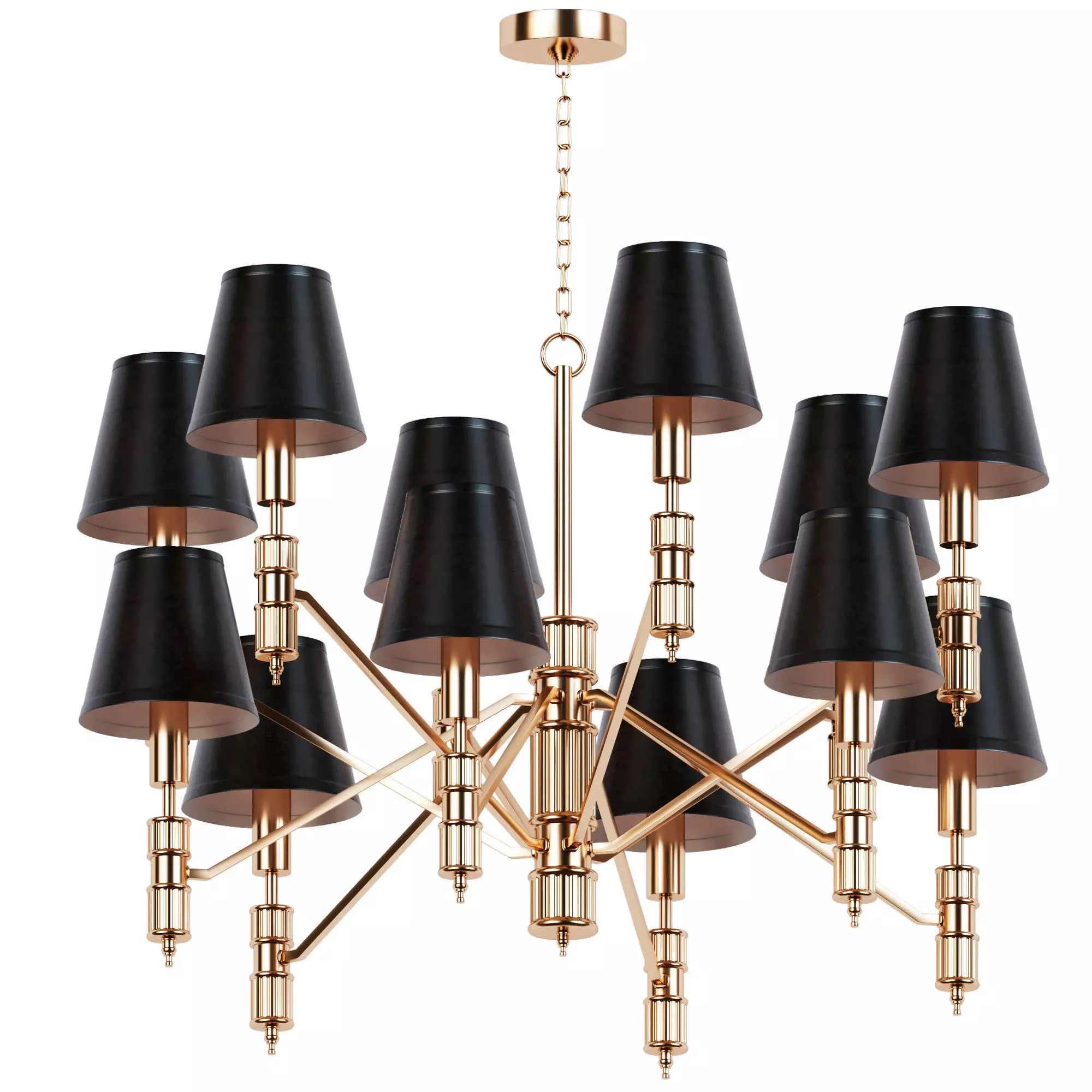 Favourite brass chandelier with shades 3D model