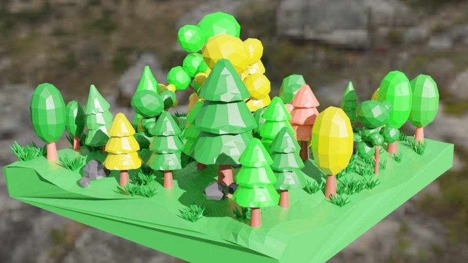 Low ploy forest 3d model Low-poly 3D model_3