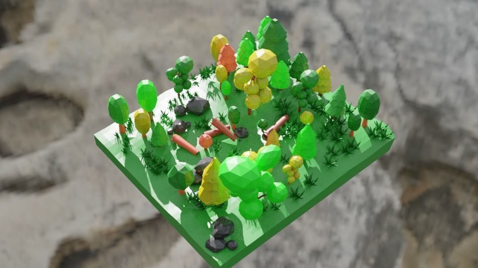 Low ploy forest 3d model Low-poly 3D model_1