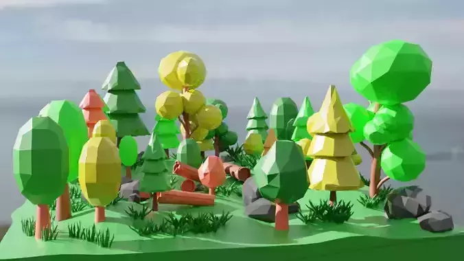 Low ploy forest 3d model