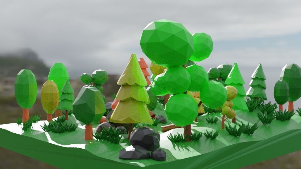 Low ploy forest 3d model Low-poly 3D model_7