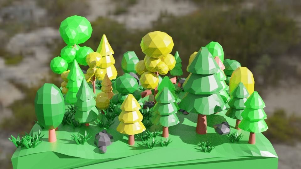 Low ploy forest 3d model Low-poly 3D model_2
