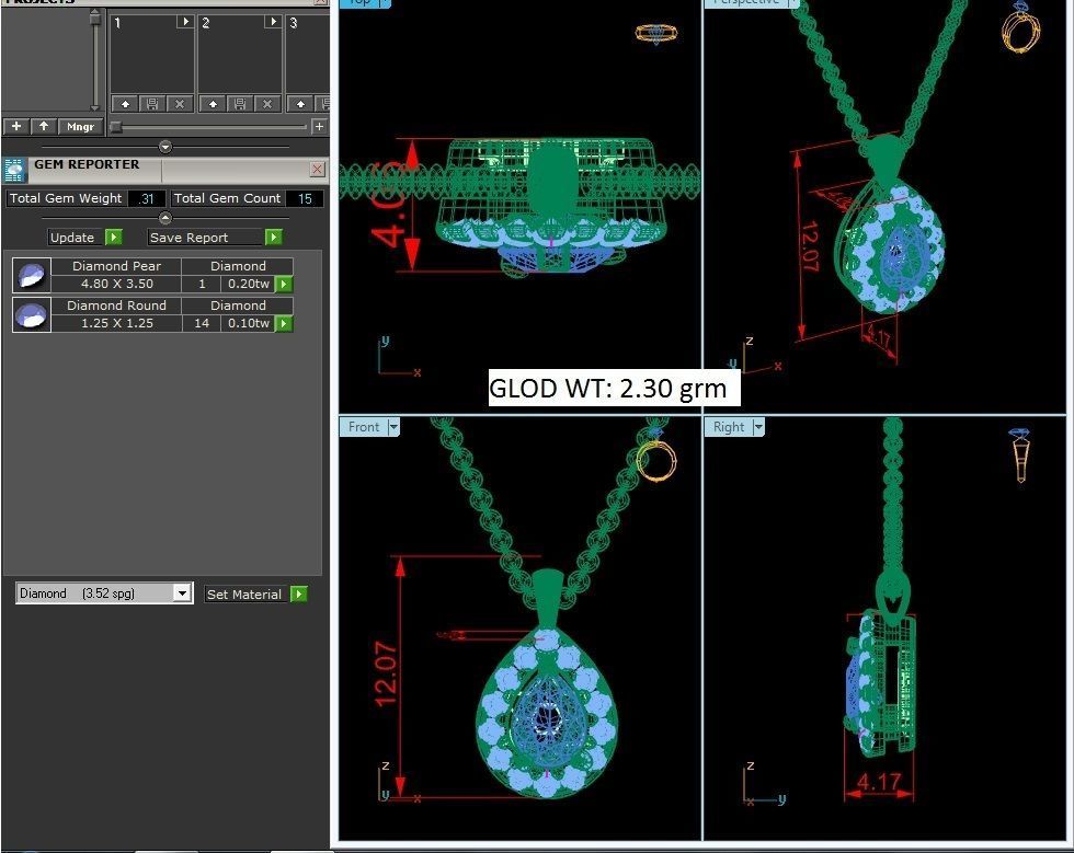 Women Pear Stone pendant model  3D print model_10