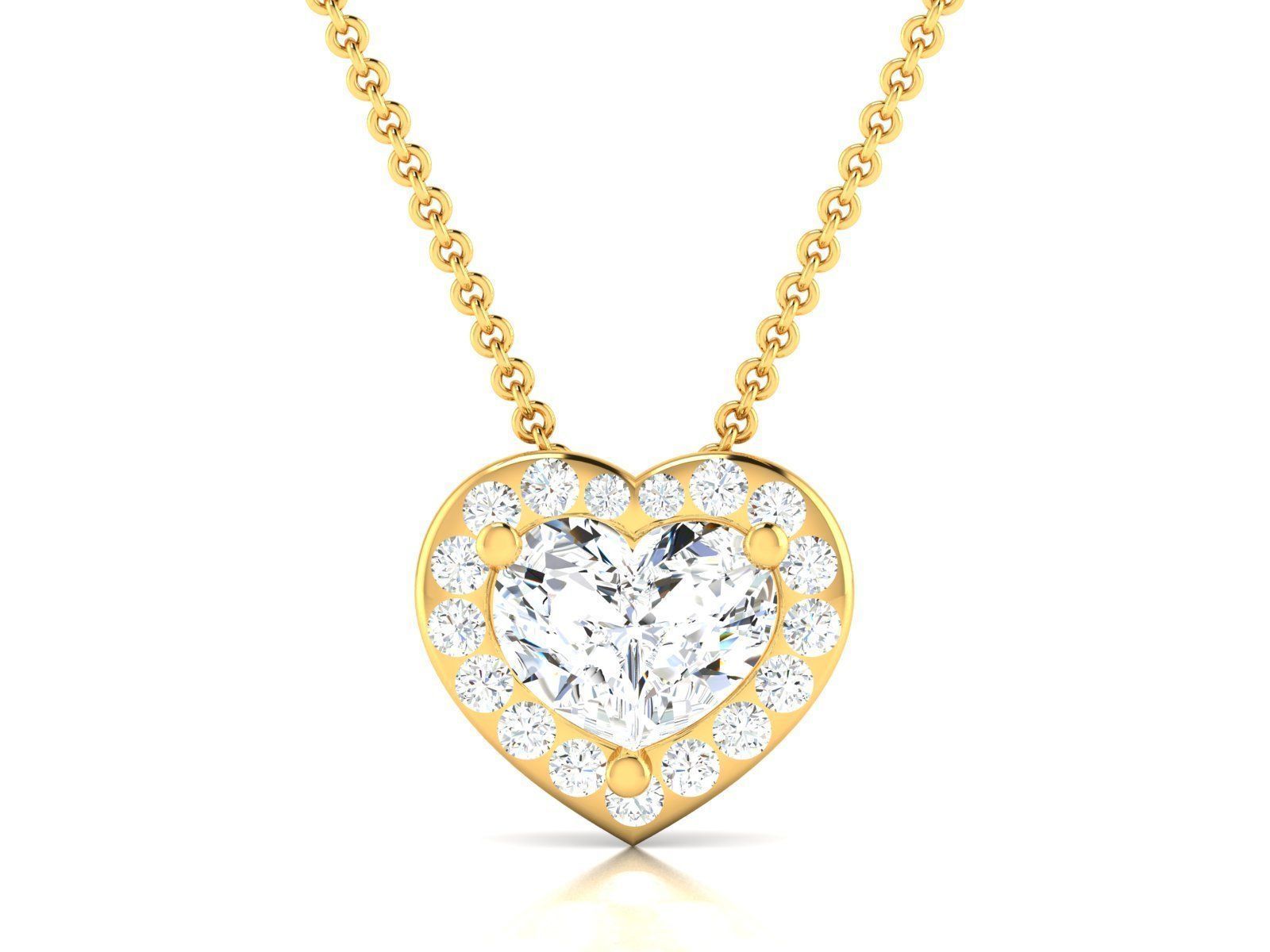 Women Heart Stone pendant 3dm render detail  3D print model_1