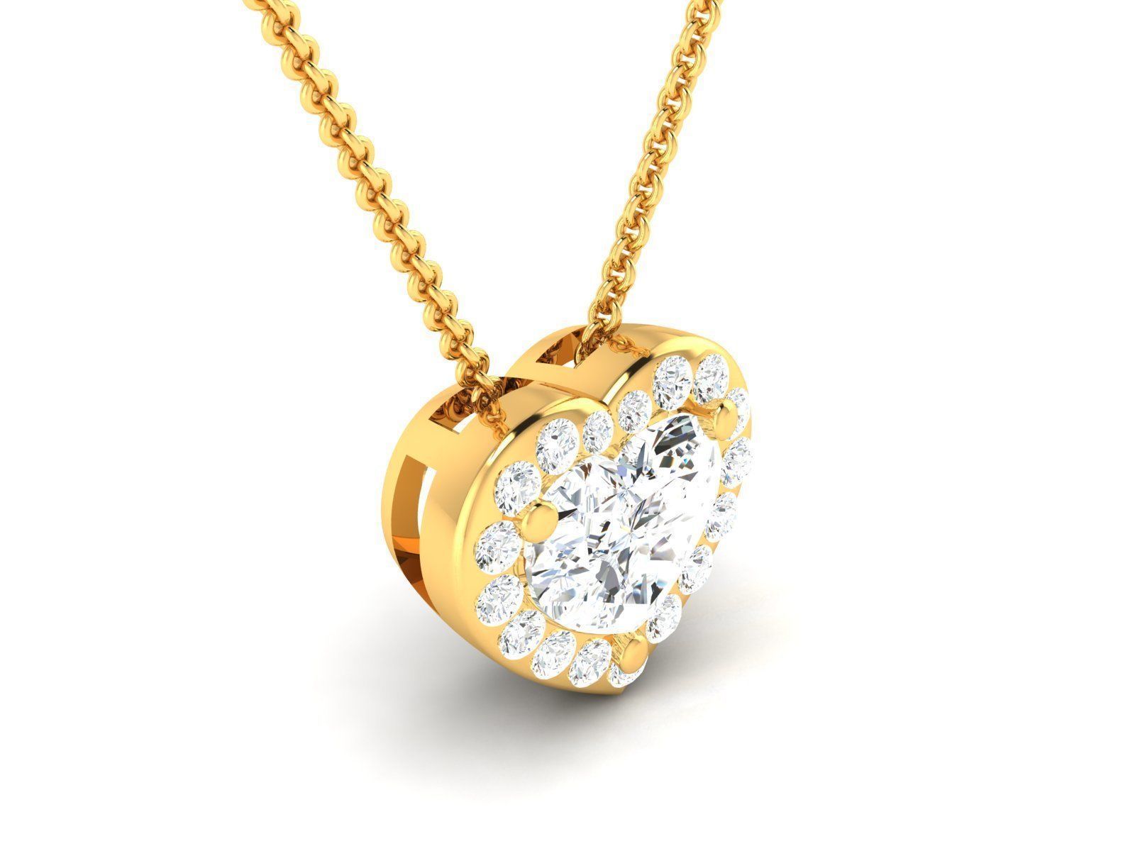 Women Heart Stone pendant 3dm render detail  3D print model_8