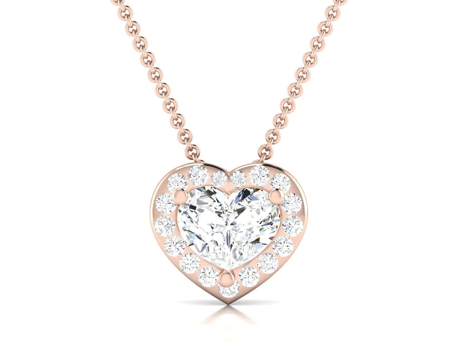 Women Heart Stone pendant 3dm render detail  3D print model_9