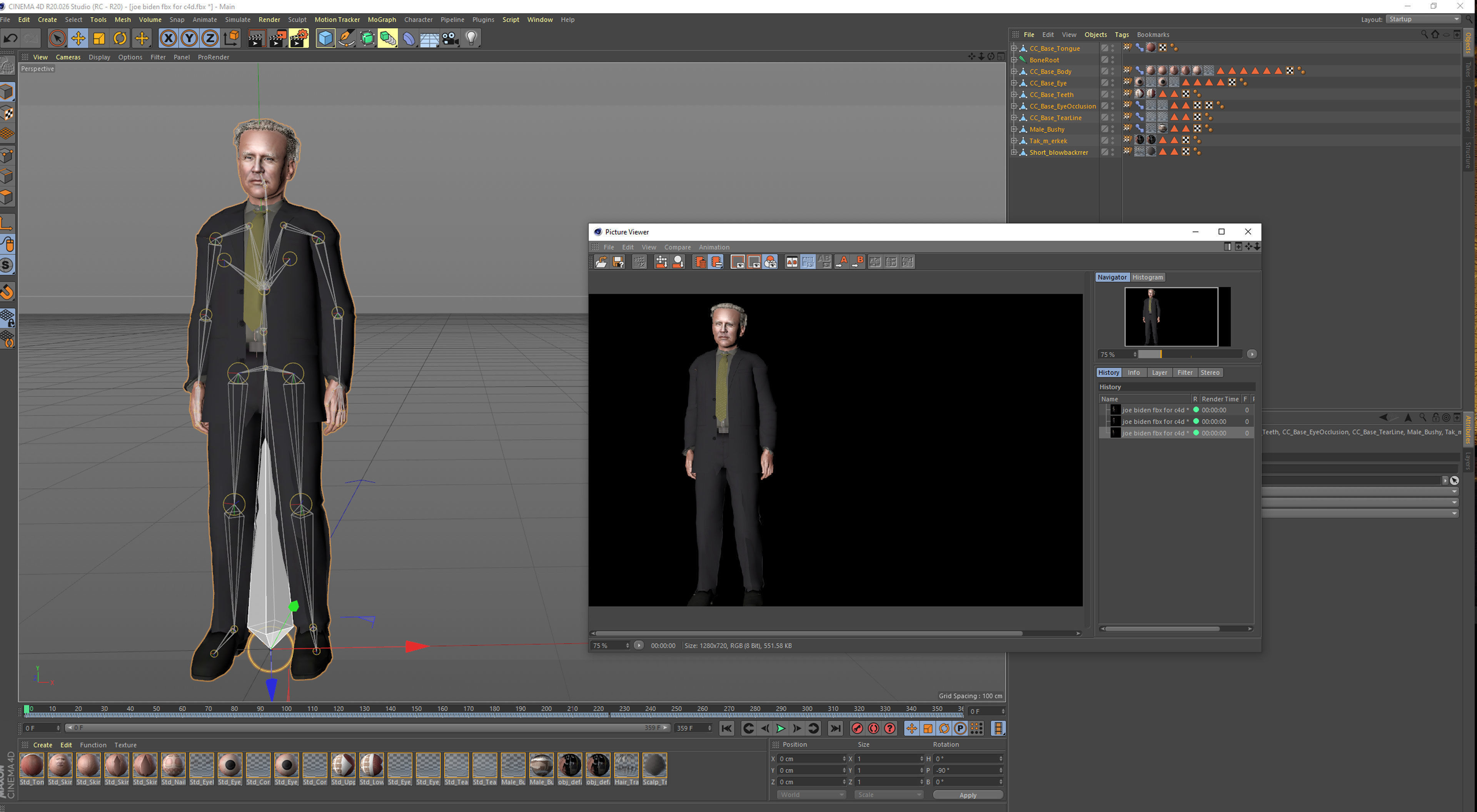 US President Joe Biden  3D Rigged model ready for animation Low-poly 3D model_12