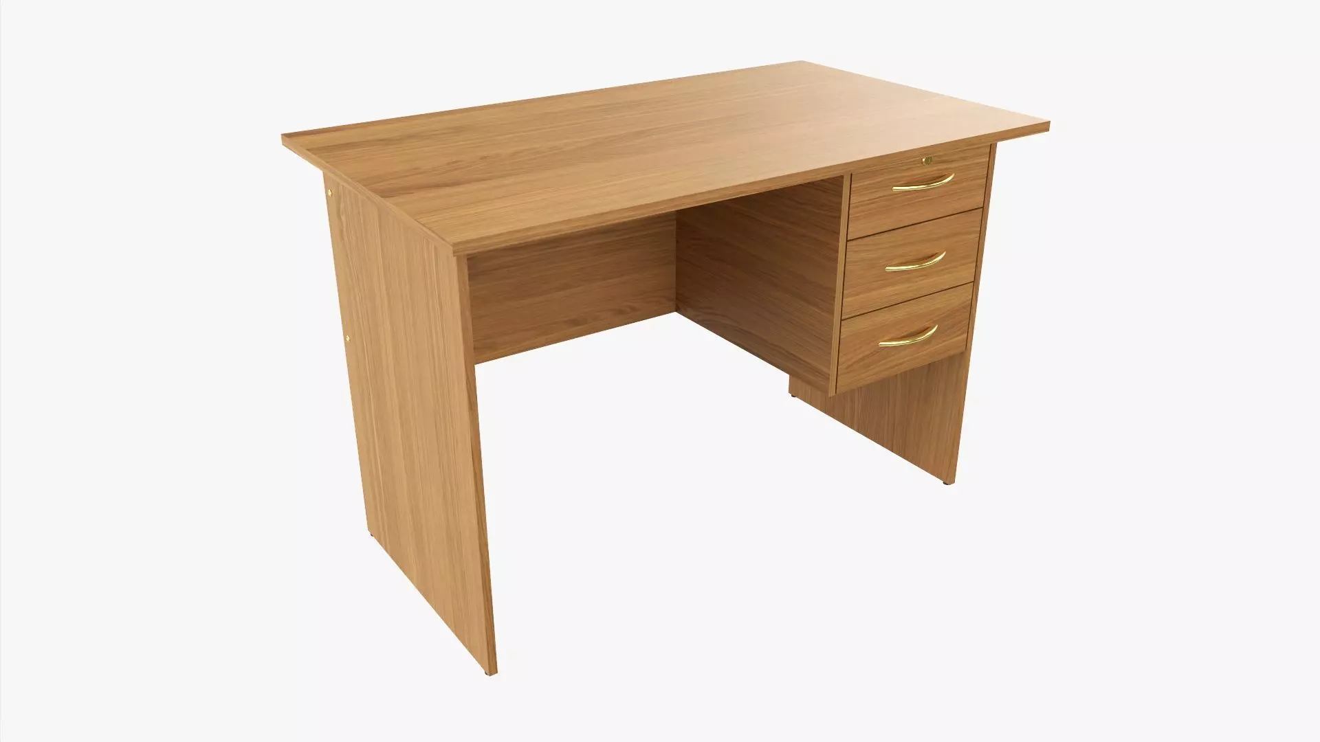 Student desk with drawers 3D model_0