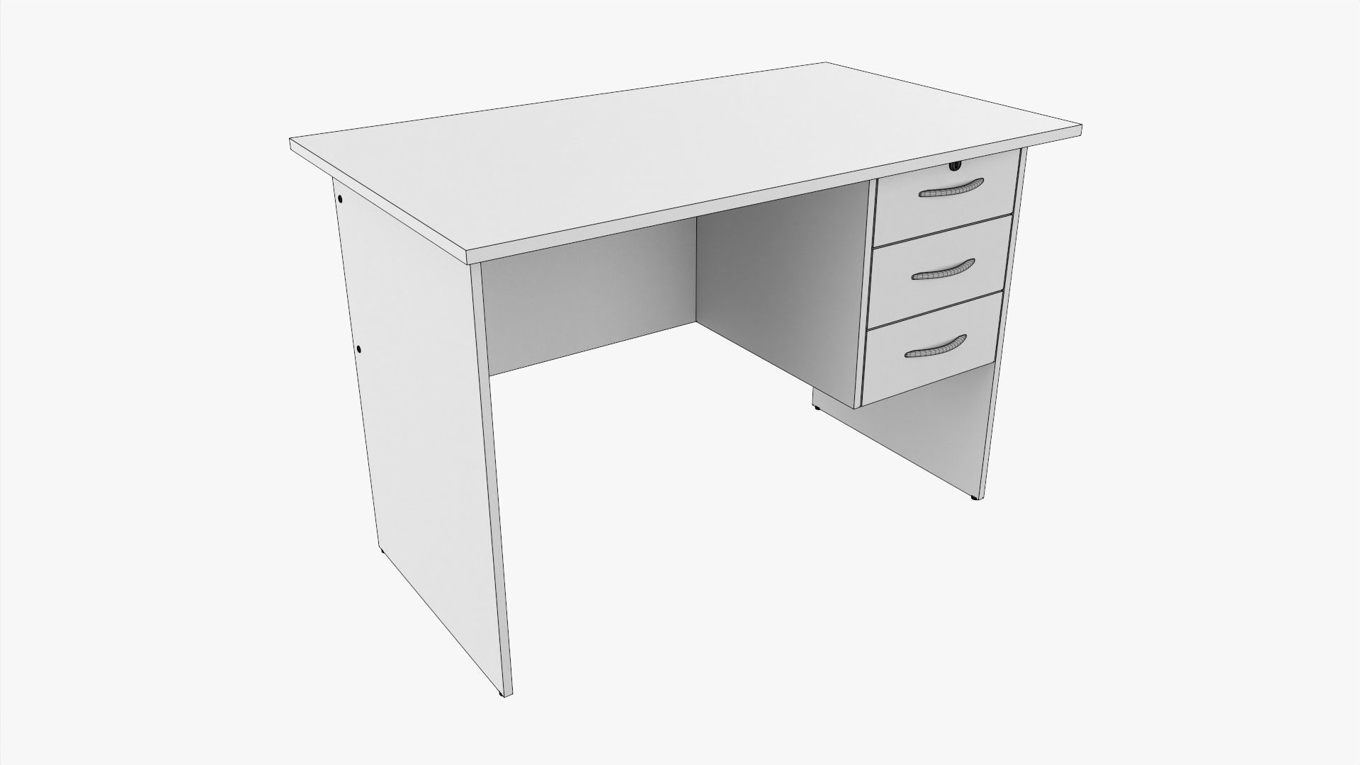 Student desk with drawers 3D model_6