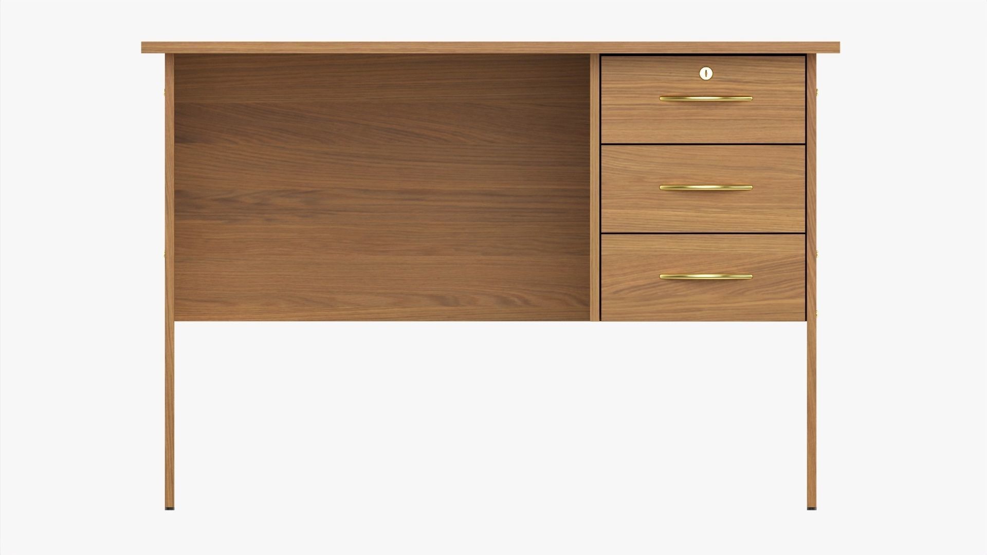 Student desk with drawers 3D model_4