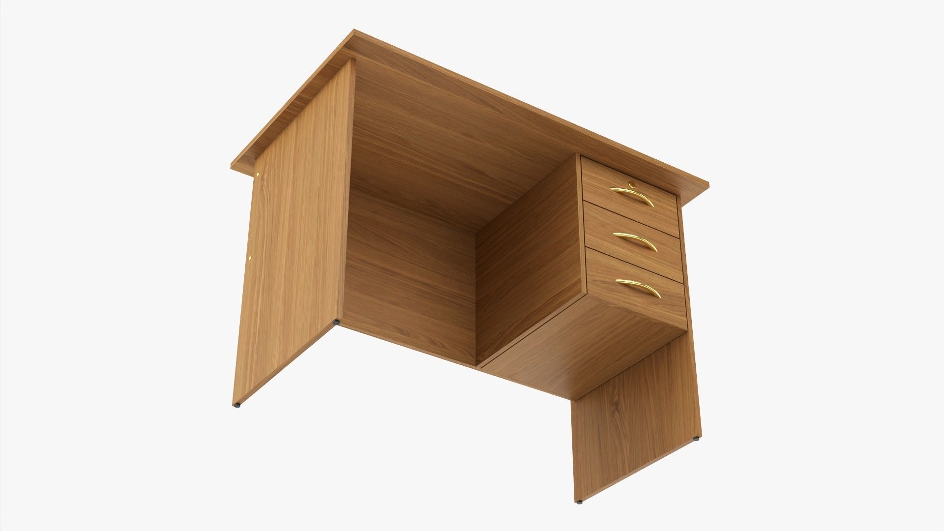 Student desk with drawers 3D model_3