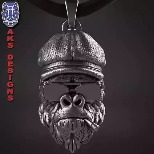 Animal Pendant jewelry Gangster gorilla smoking version 2 3D print model
