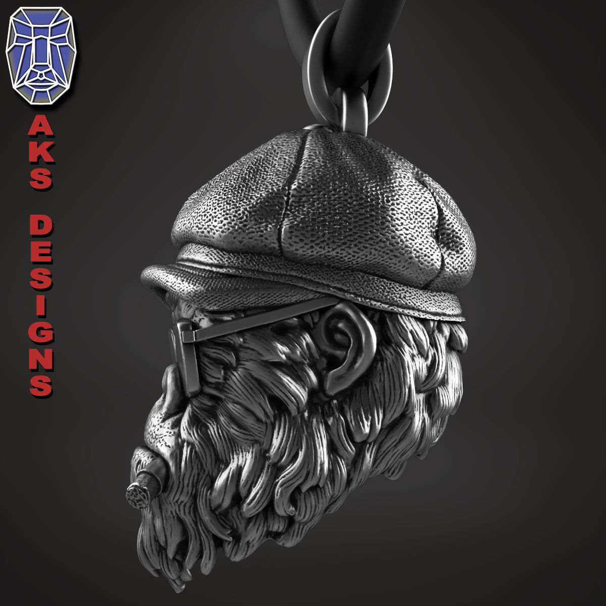 Animal Pendant jewelry Gangster gorilla smoking version 2 3D print model_2