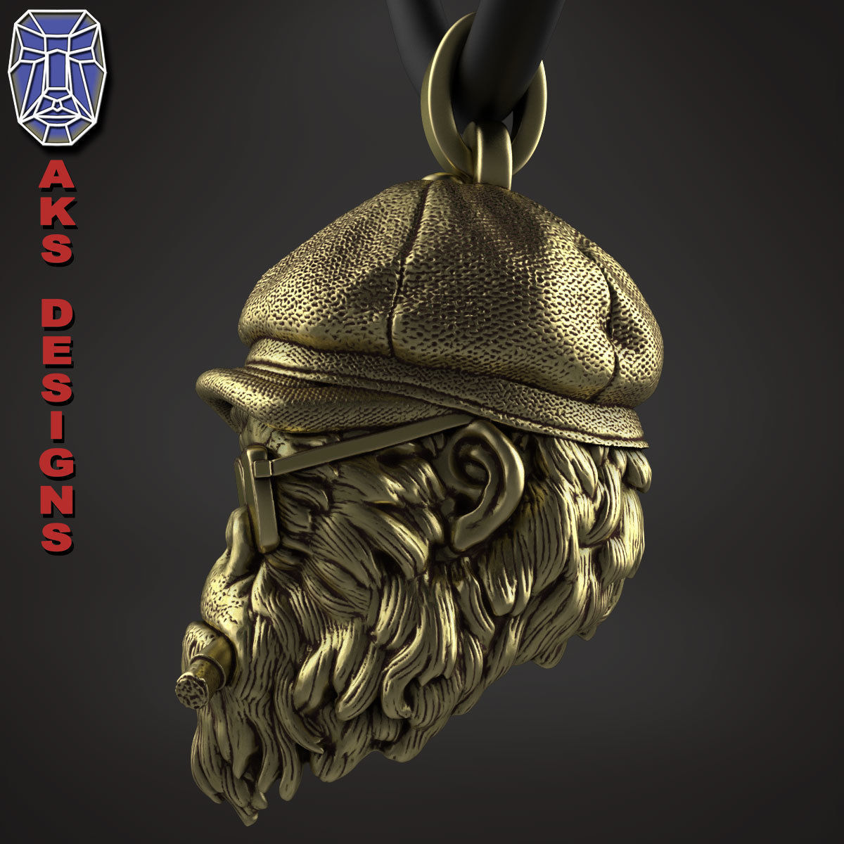 Animal Pendant jewelry Gangster gorilla smoking version 2 3D print model_12