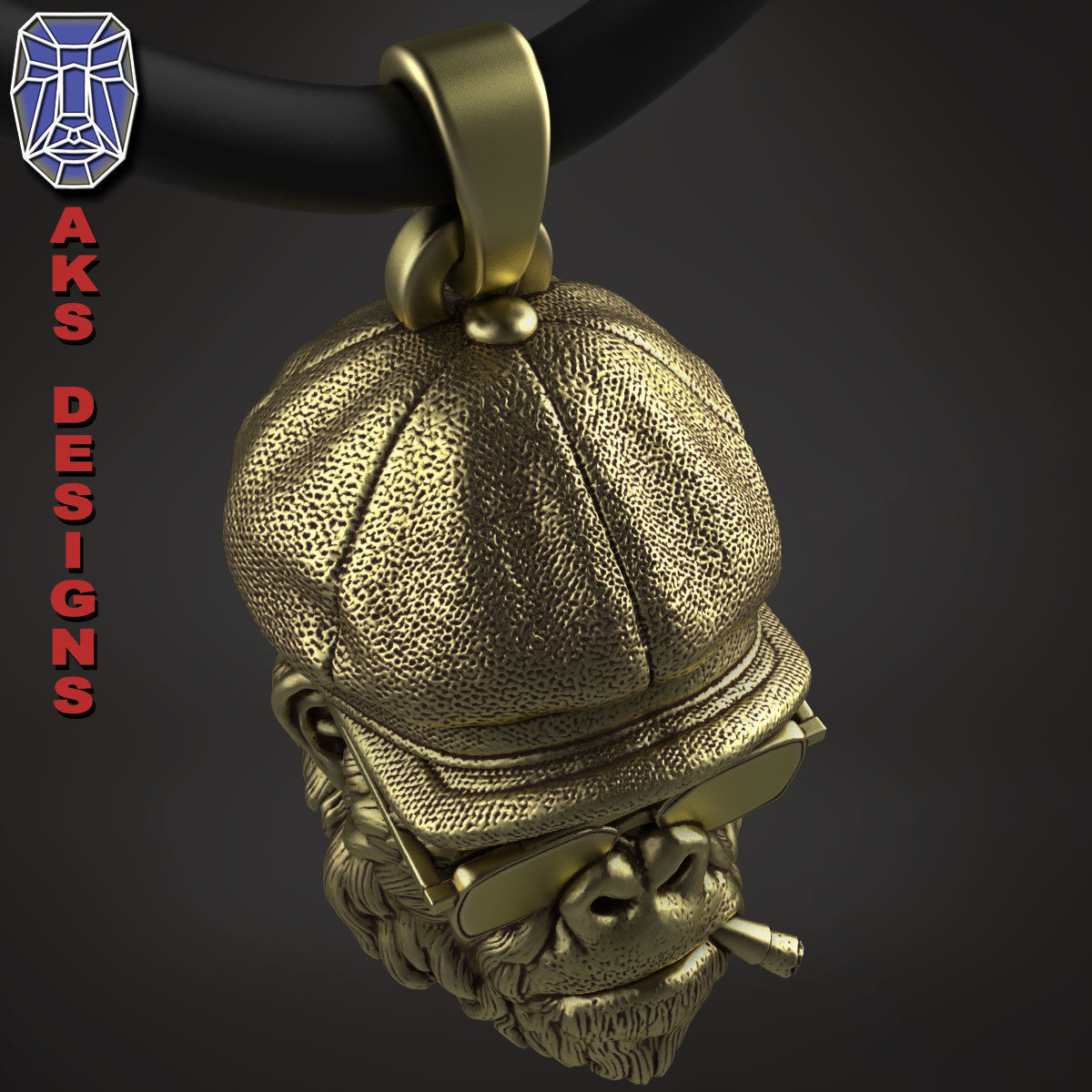 Animal Pendant jewelry Gangster gorilla smoking version 2 3D print model_15
