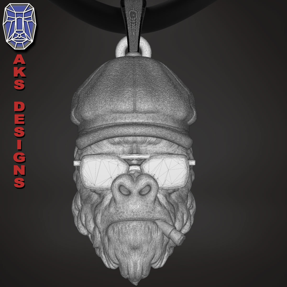 Animal Pendant jewelry Gangster gorilla smoking version 2 3D print model_24