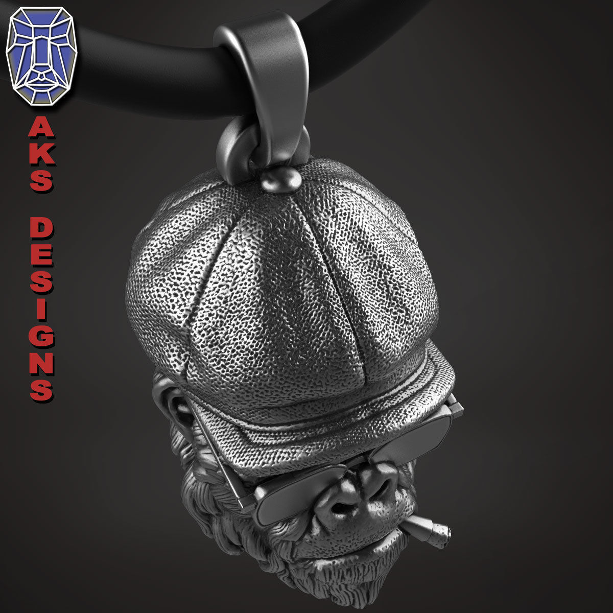 Animal Pendant jewelry Gangster gorilla smoking version 2 3D print model_5