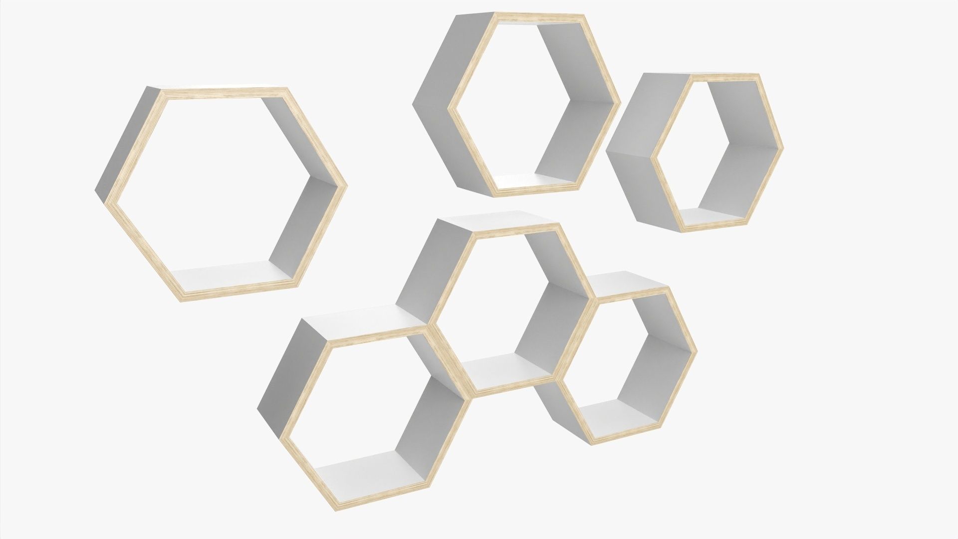 Modular wooden shelf minimalistic 3D model_1