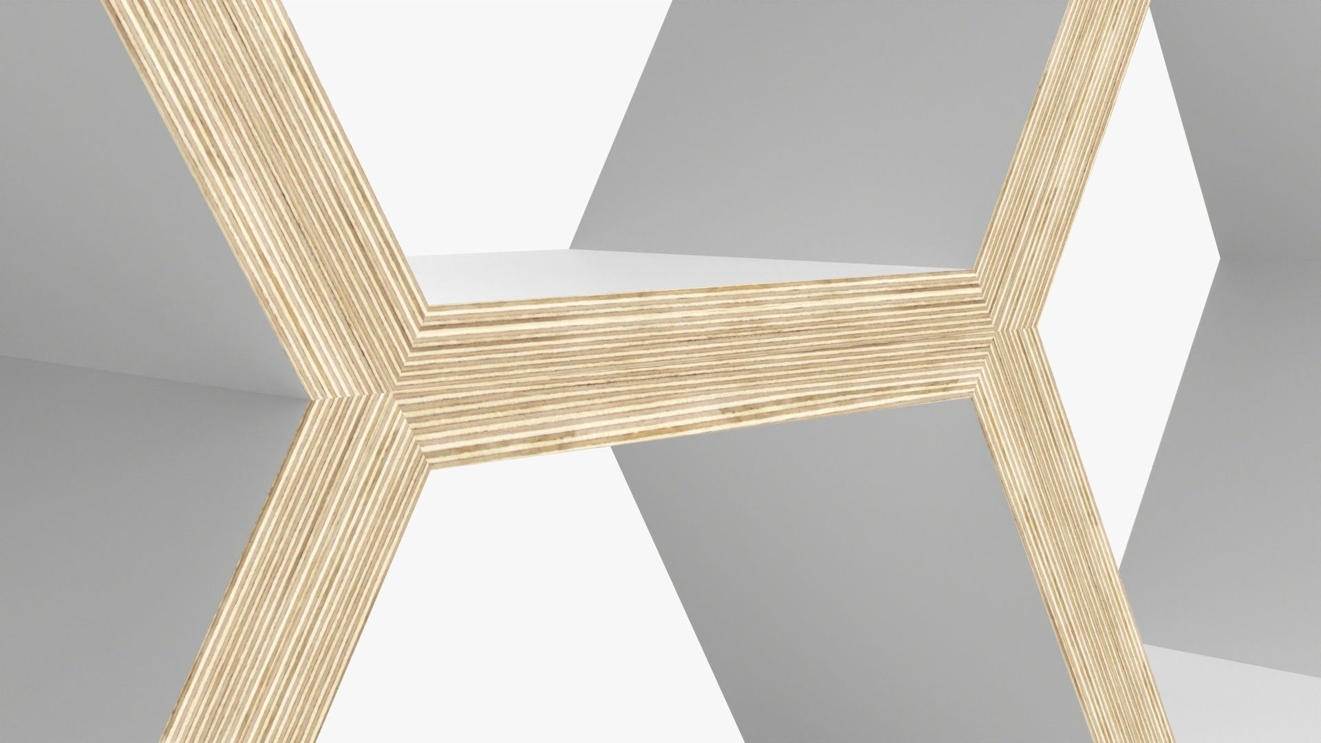 Modular wooden shelf minimalistic 3D model_4